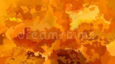 动画闪烁彩色背景无缝循环视频-水彩花效果-秋季<strong>橙</strong>黄色赭褐色